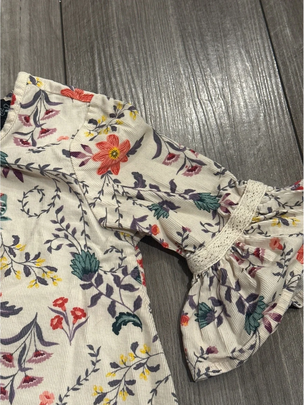 Cynthia Rowley 4t Cotton Corduroy Floral Thanksgiving/Fall Bell-Sleeve Dress
